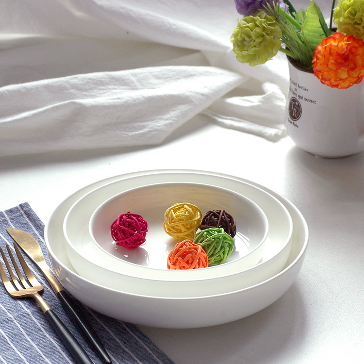 Title 1, Home Fashion Pure White Bone China Plate Set