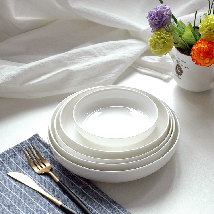 Title 5, Home Fashion Pure White Bone China Plate Set