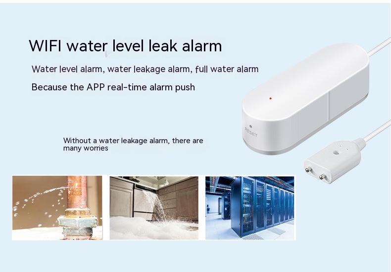 WiFi Smart Water Flood Detector Leaking Water Level Household Overflow Alarm