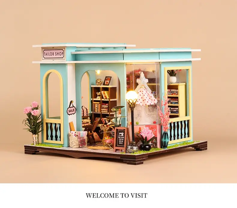 Miniature Small House Handmade Tailor Shop Diy Cottage Building Model Toy