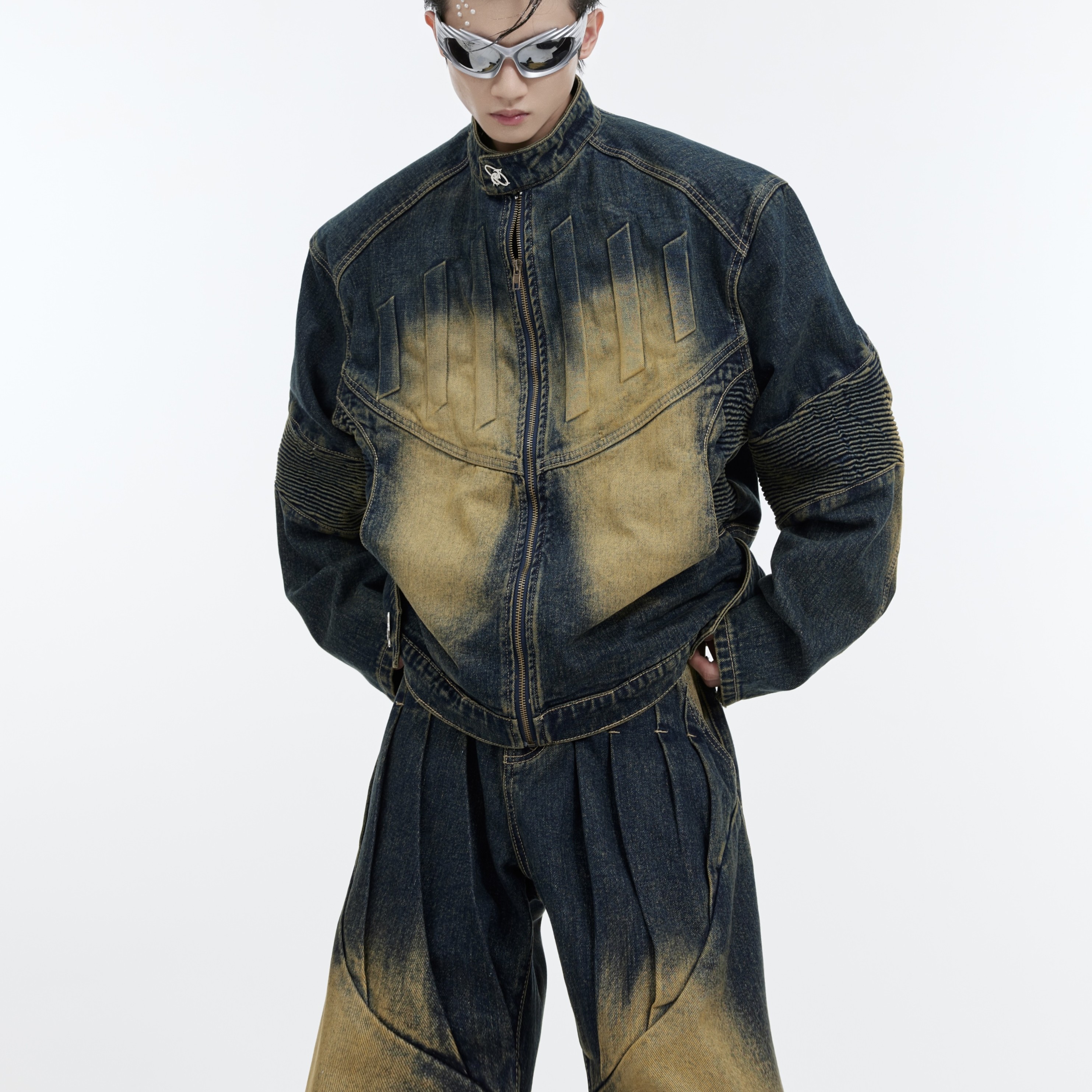 Heavy Retro Distressed Deconstruction Denim Suit