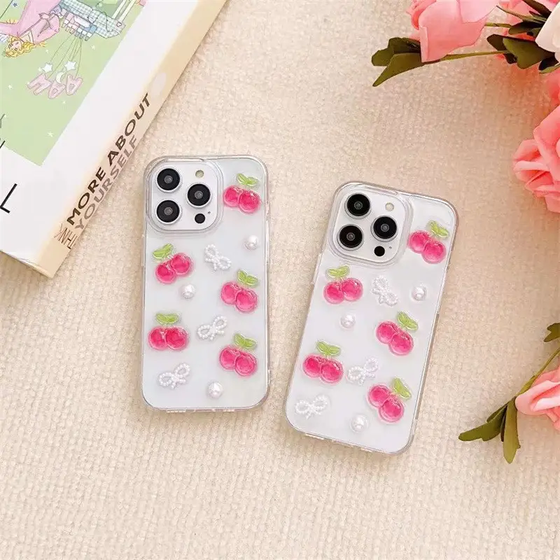 Epoxy Three-dimensional Cherry Bow Phone Case