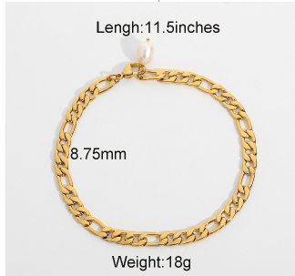 Title 2, Womens 18K Gold Plated Stainless Steel Anklets...