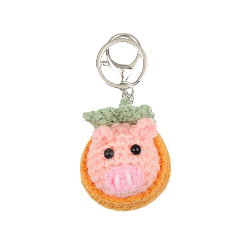 Cartoon Animal Car Key Ring Wool Woven Bag Package Pendant