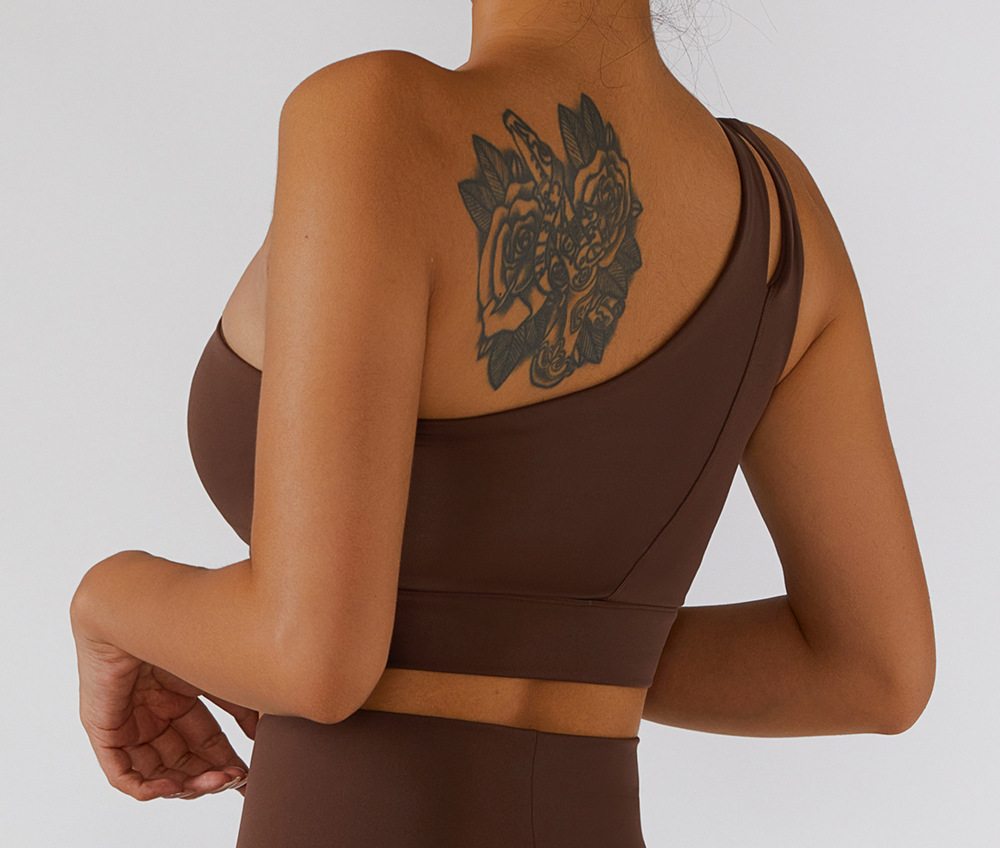 Title 18, One-piece Nude Feel One-shoulder Yoga Beauty Ba...