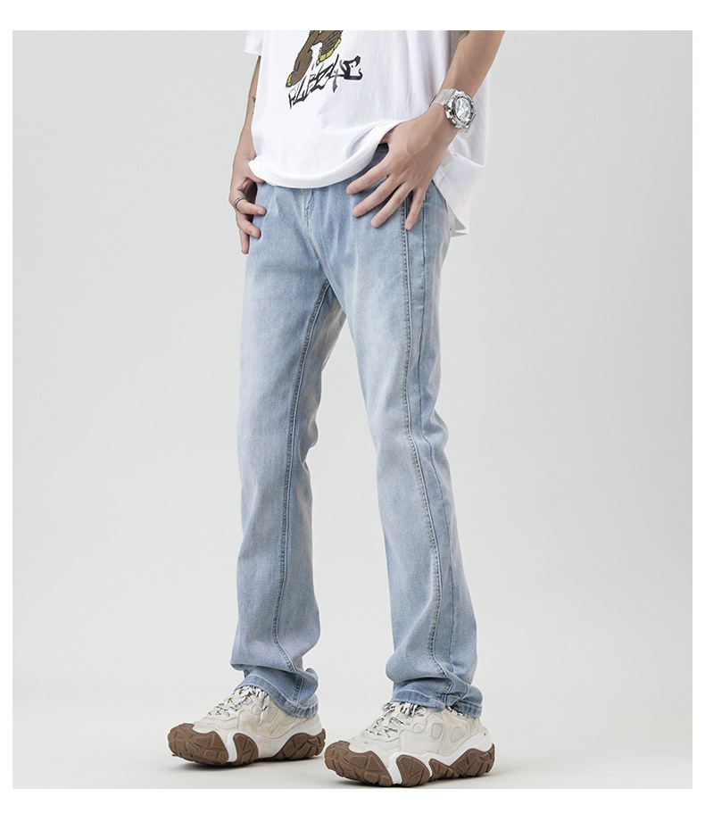 Title 5, Jeans amarelas estilo americano, heavy washed, ...