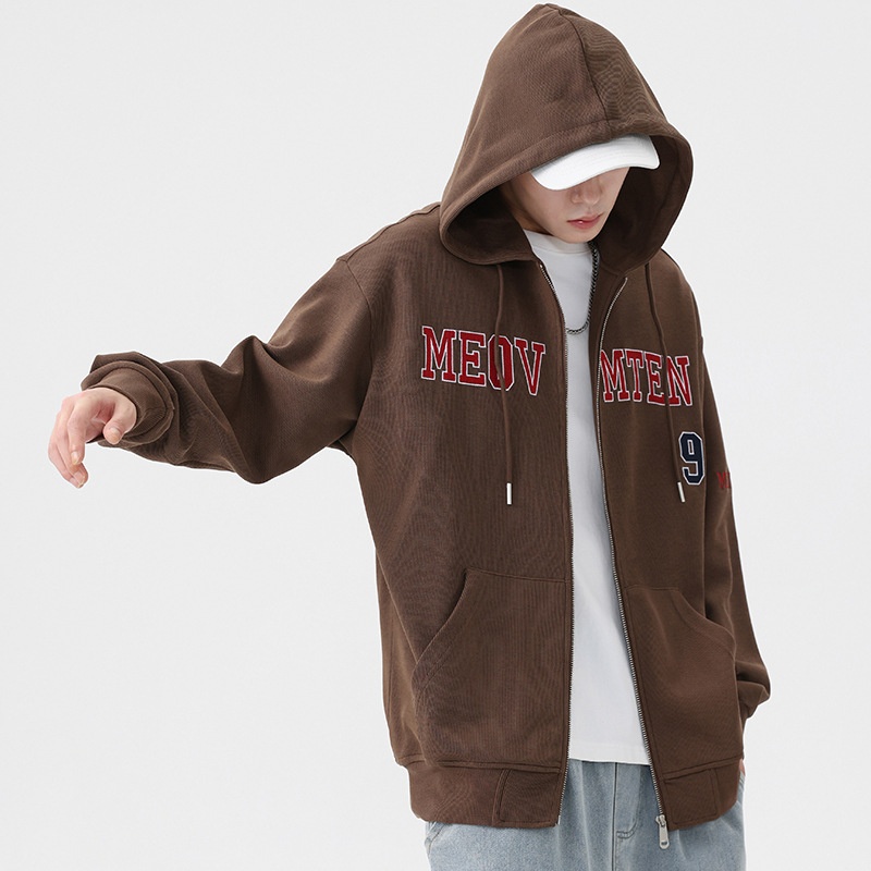 American-style Heavy Zipper Cardigan Hooded Bathroom