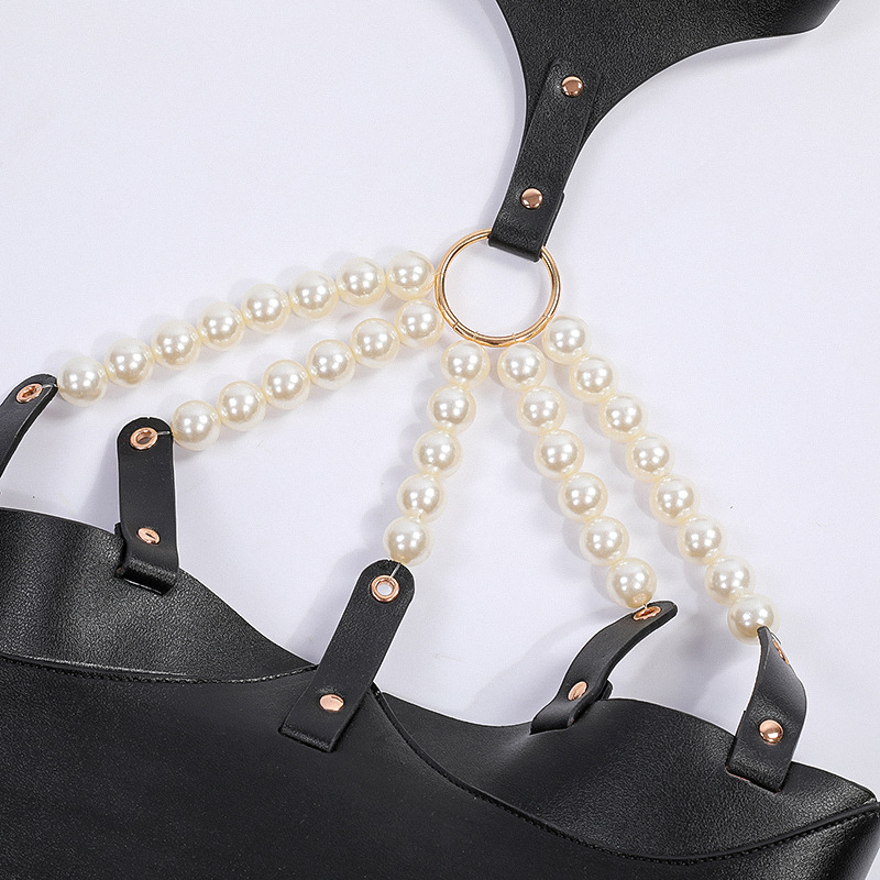 Title 4, Nightclub Performance Props Leather Pearl Bra B...