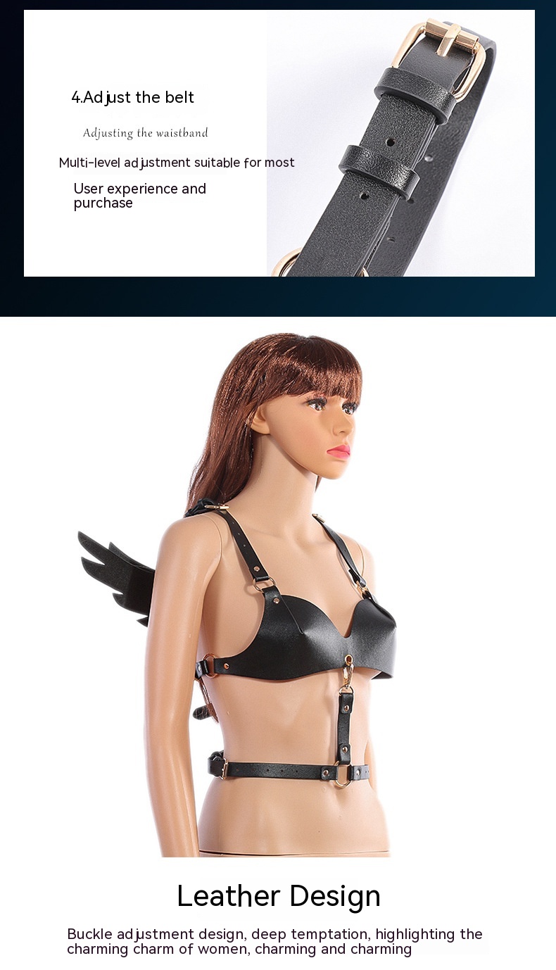 Adult Sex Product PU Leather Angel Wings Women's Dance Party Role Bar Dress Up Shapewear 9