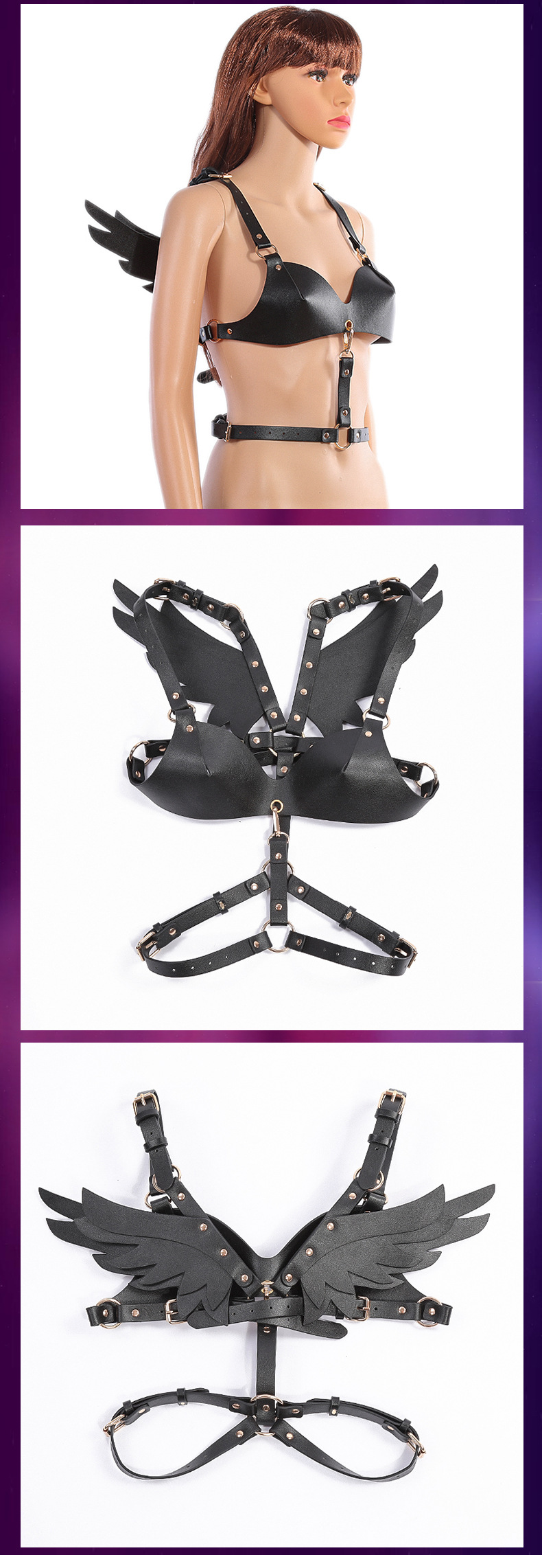 Adult Sex Product PU Leather Angel Wings Women's Dance Party Role Bar Dress Up Shapewear 11