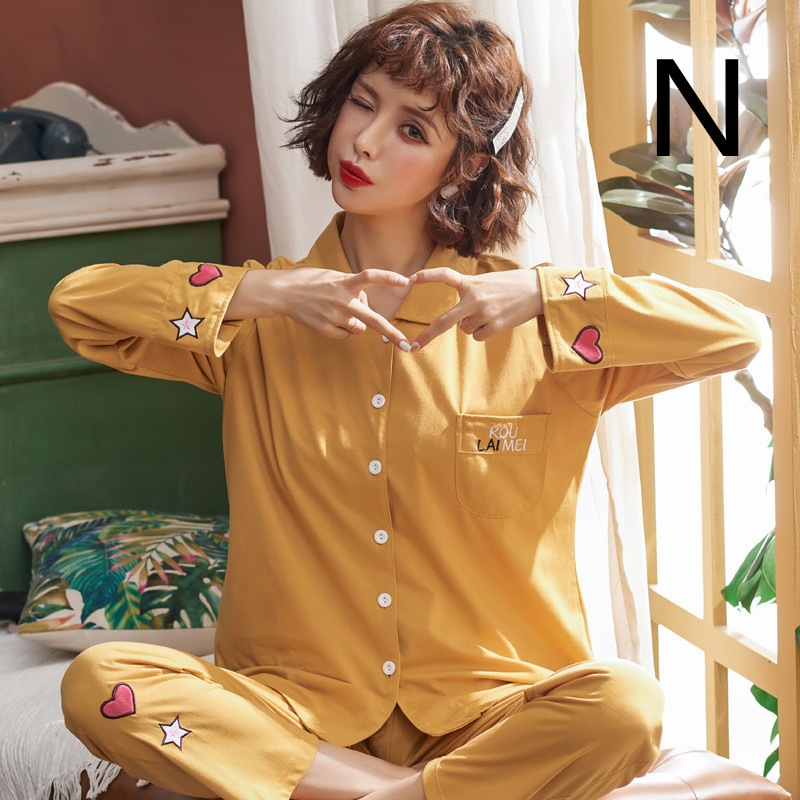 Title 12, Ladies Cotton Pajamas Cute Long-sleeved Summer ...