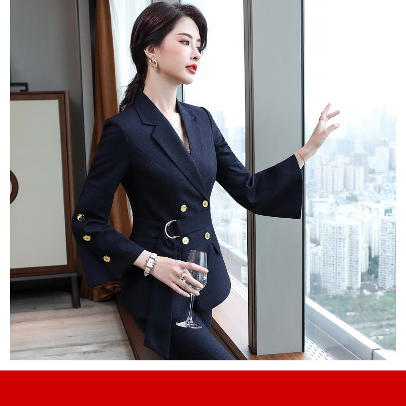 Ladies Business Wear Fashion Business Tooling Blue Plaid Jacket - Shop at LoveMi