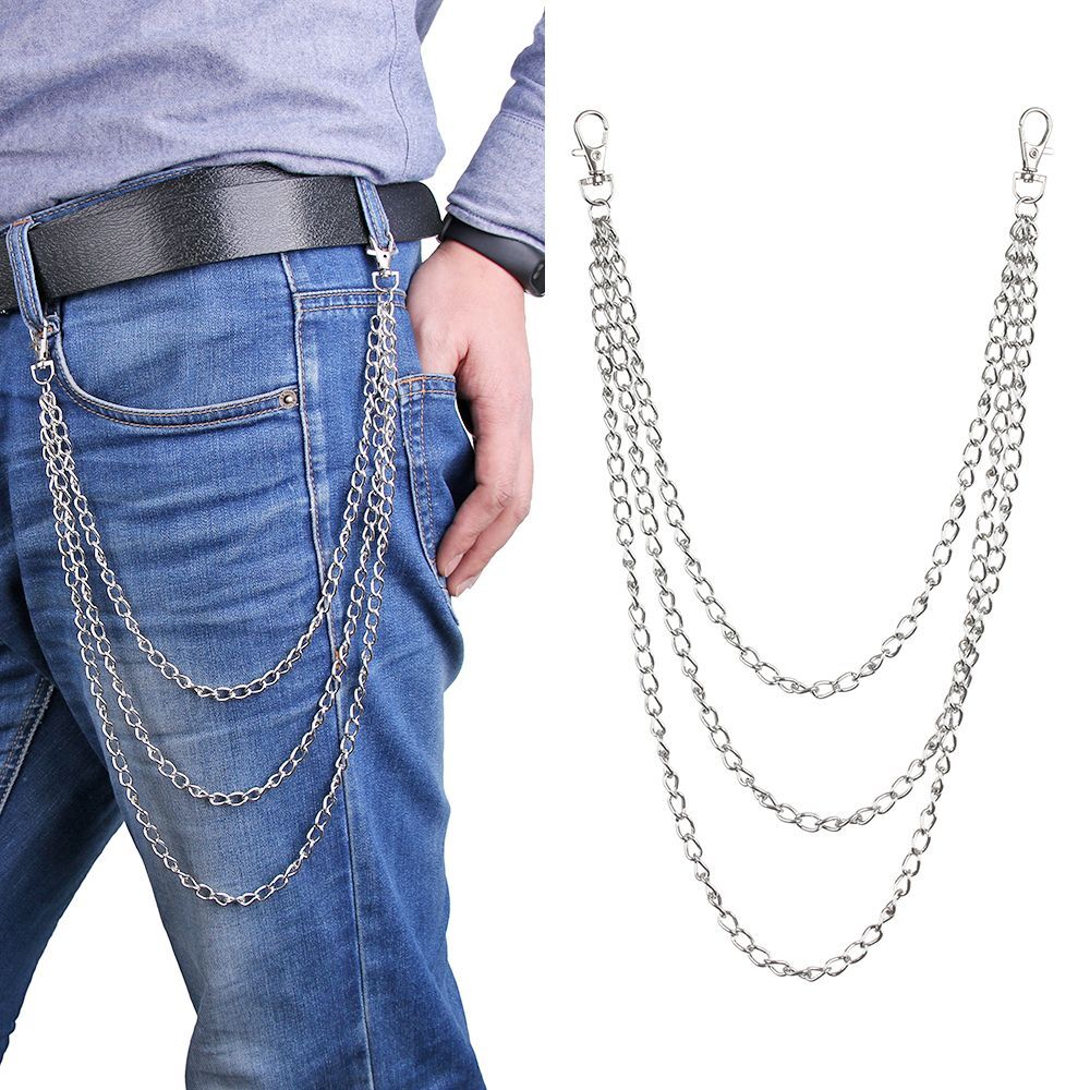 3Pcs Jeans Trousers Key Chain Rock Chains Pants Body Metal
