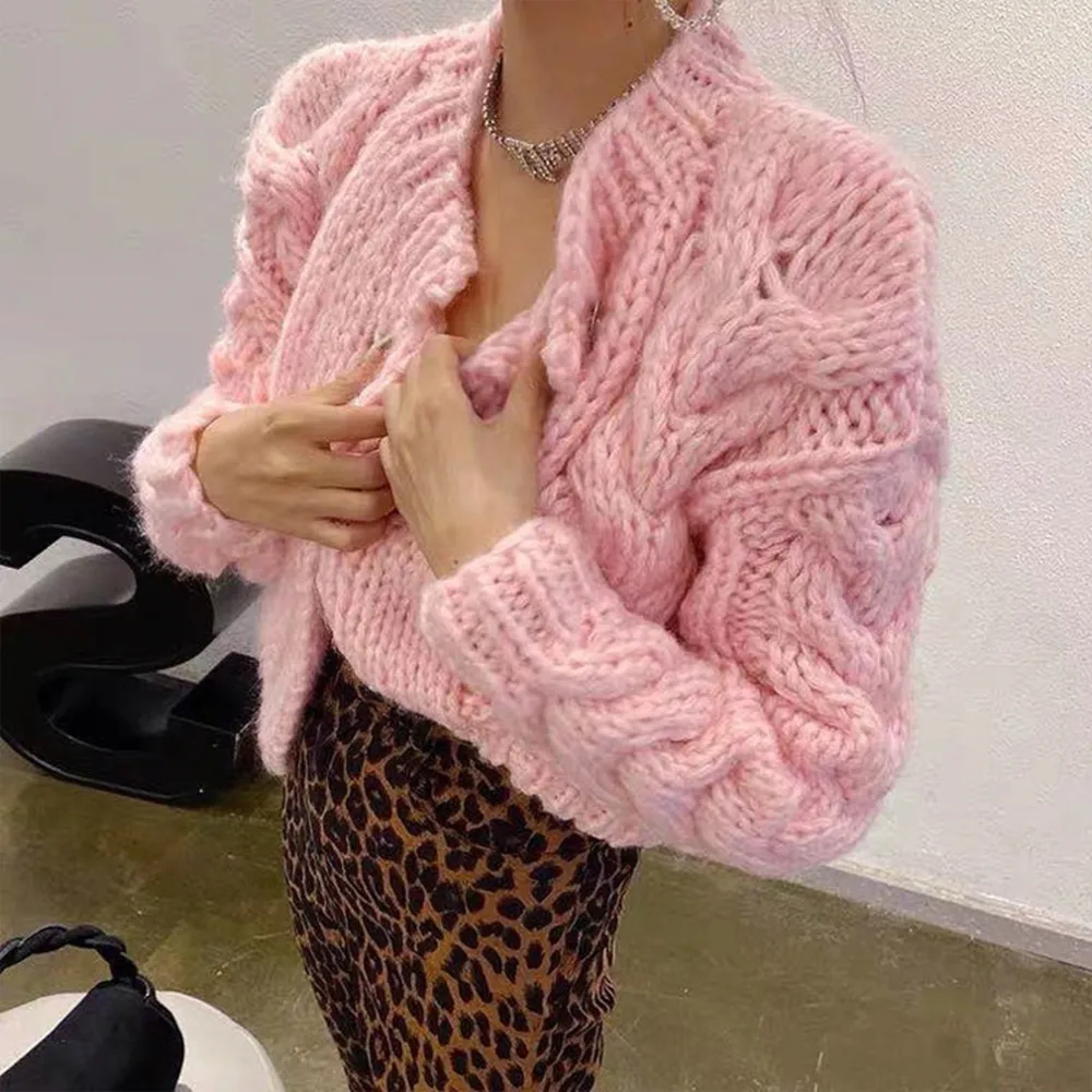 Knitted Sweater Women's Mohair Wool Loose Cardigan Jacket