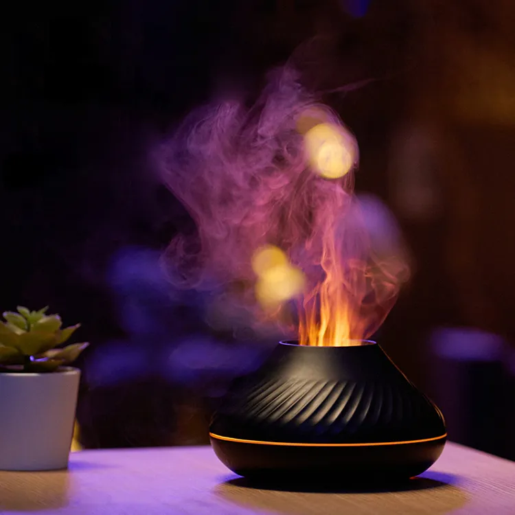 Newest RGB Flame Aroma Diffuser 130Ml 3d Colorful Flame Humidifier Fire Volcano Diffuser Flame – image 6