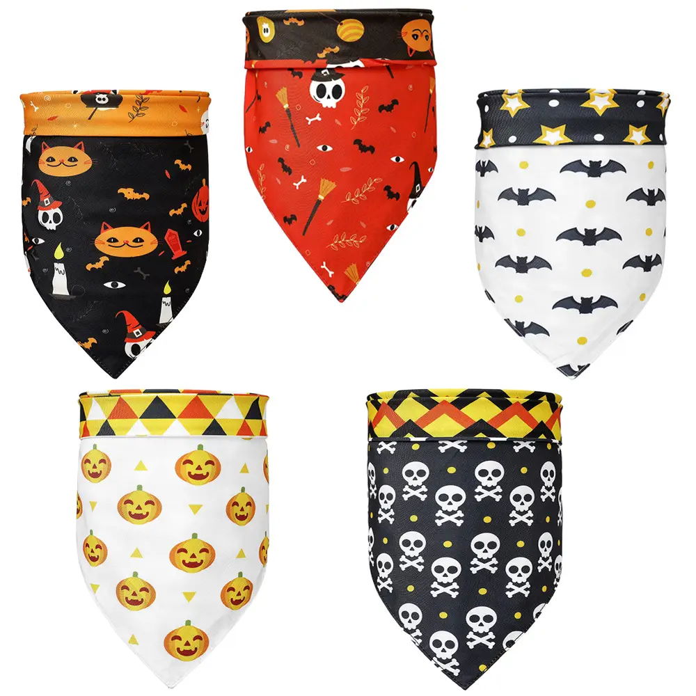 Halloween Pet Scarf Pumpkin Bat Bib
