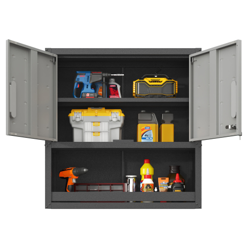 Metal Wall-Mounted Tool Storage Cabinet With Locking Door And 1 Shelf 1 Opened Drawer For Garage Warehouse,Office,Assembly Required — foto 3
