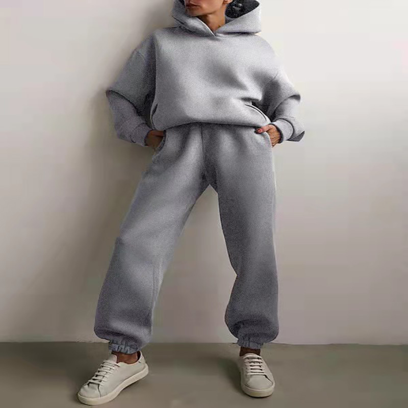 Women's Casual Hooded Sweater Two-piece Suit Clothes Hoodie Tracksuit - Picture 10 of 15