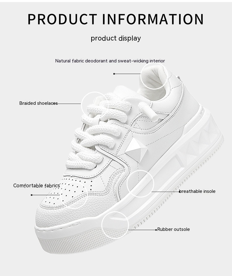 Men's Sports Thick Soled Height Increasing Small White Shoes