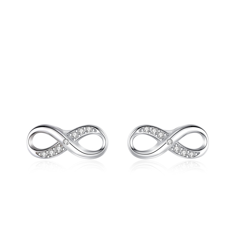 S925 Sterling Silver 8-word Diamond Stud Earrings