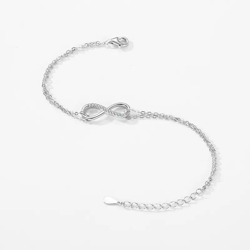 S925 Sterling Silver Fashion Infinite Symbol Micro-inlaid Bracelet