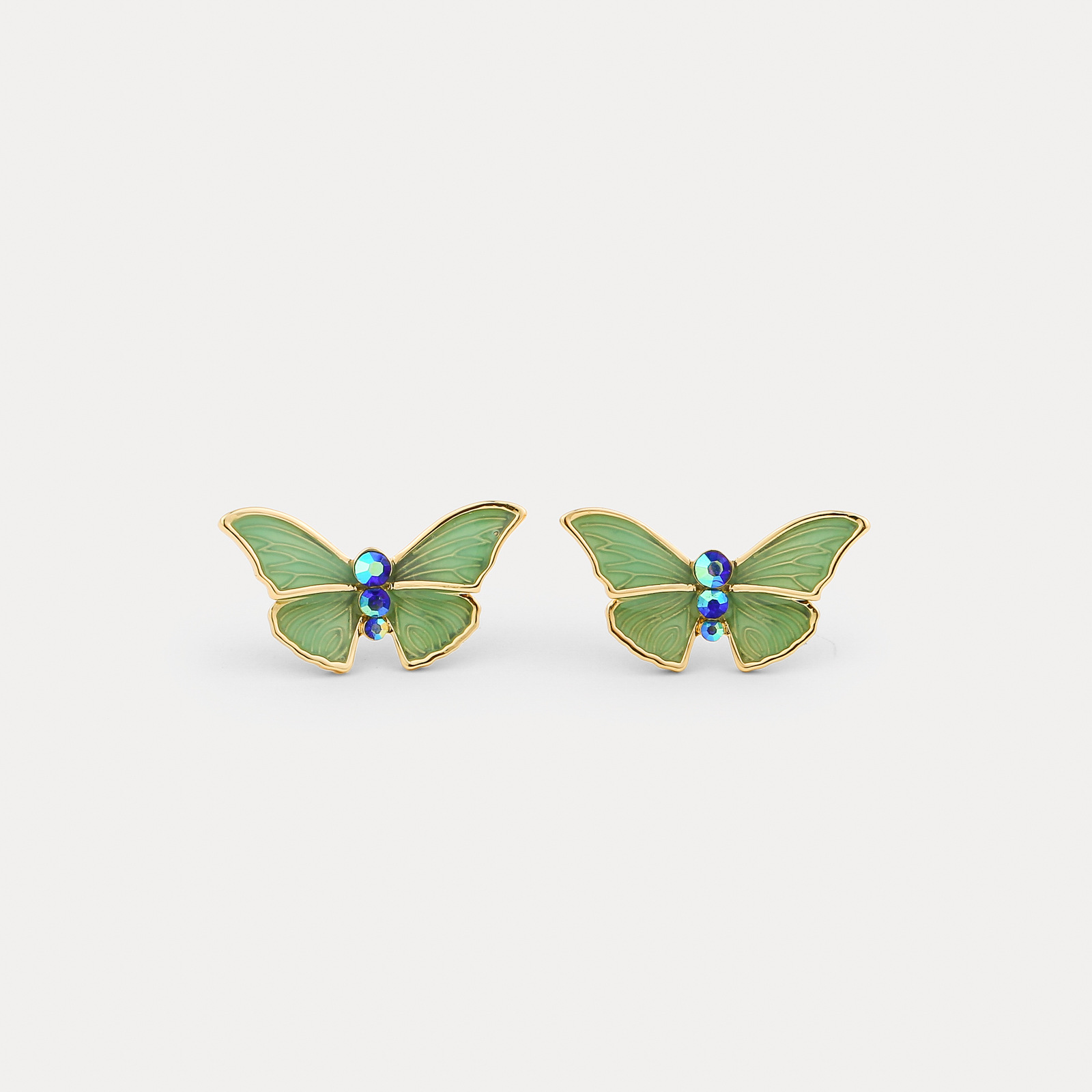 Drop Oil Enamel Craft Butterfly Earrings Suit