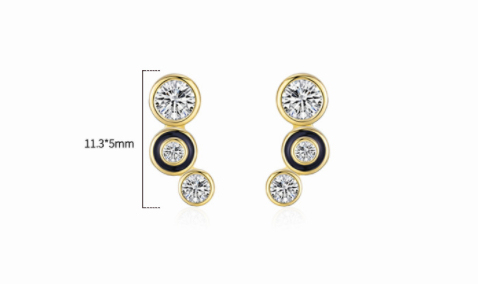 Women's Sterling Silver Black Round Bubble Stud Earrings