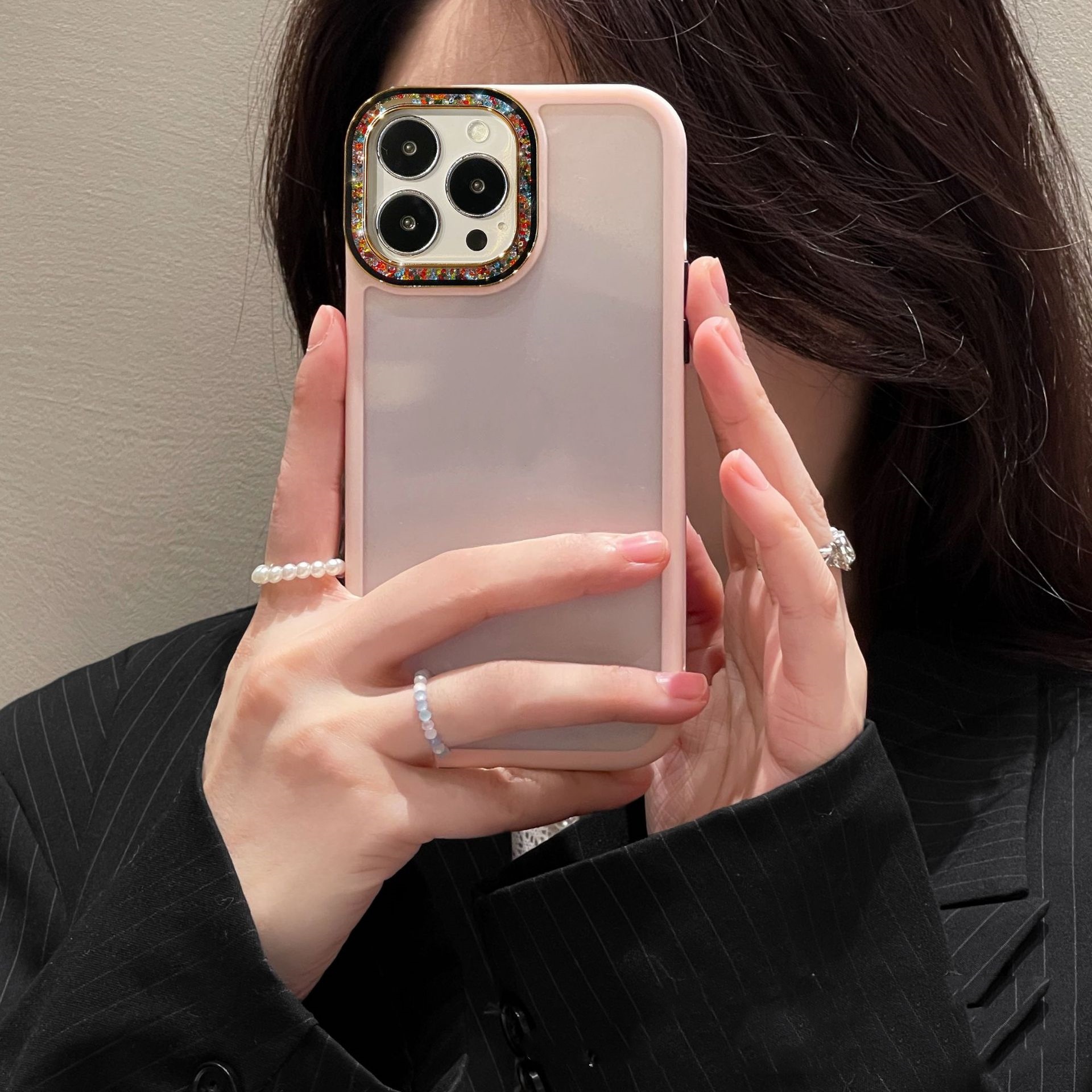 Colorful Glass Bead Lens Transparent Hard Case