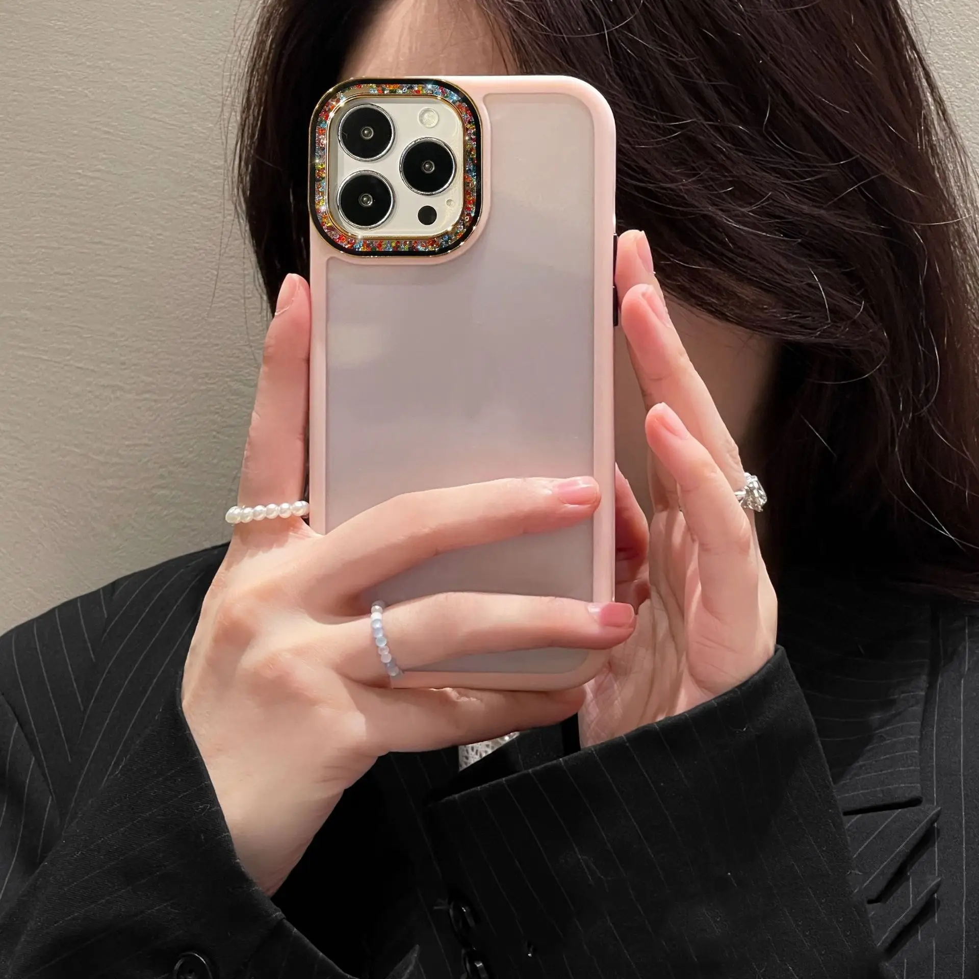 Colorful Glass Bead Lens Transparent Hard Case