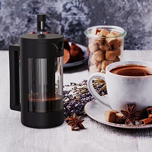 French Press Coffee Maker Camping Plastic Glass French Coffee Press Medium Size Tea And Frothed Milk Press 100 Percent BPA Free Prensa Francesa Rust-Free And Dishwasher Safe 12 Oz & 21 Oz