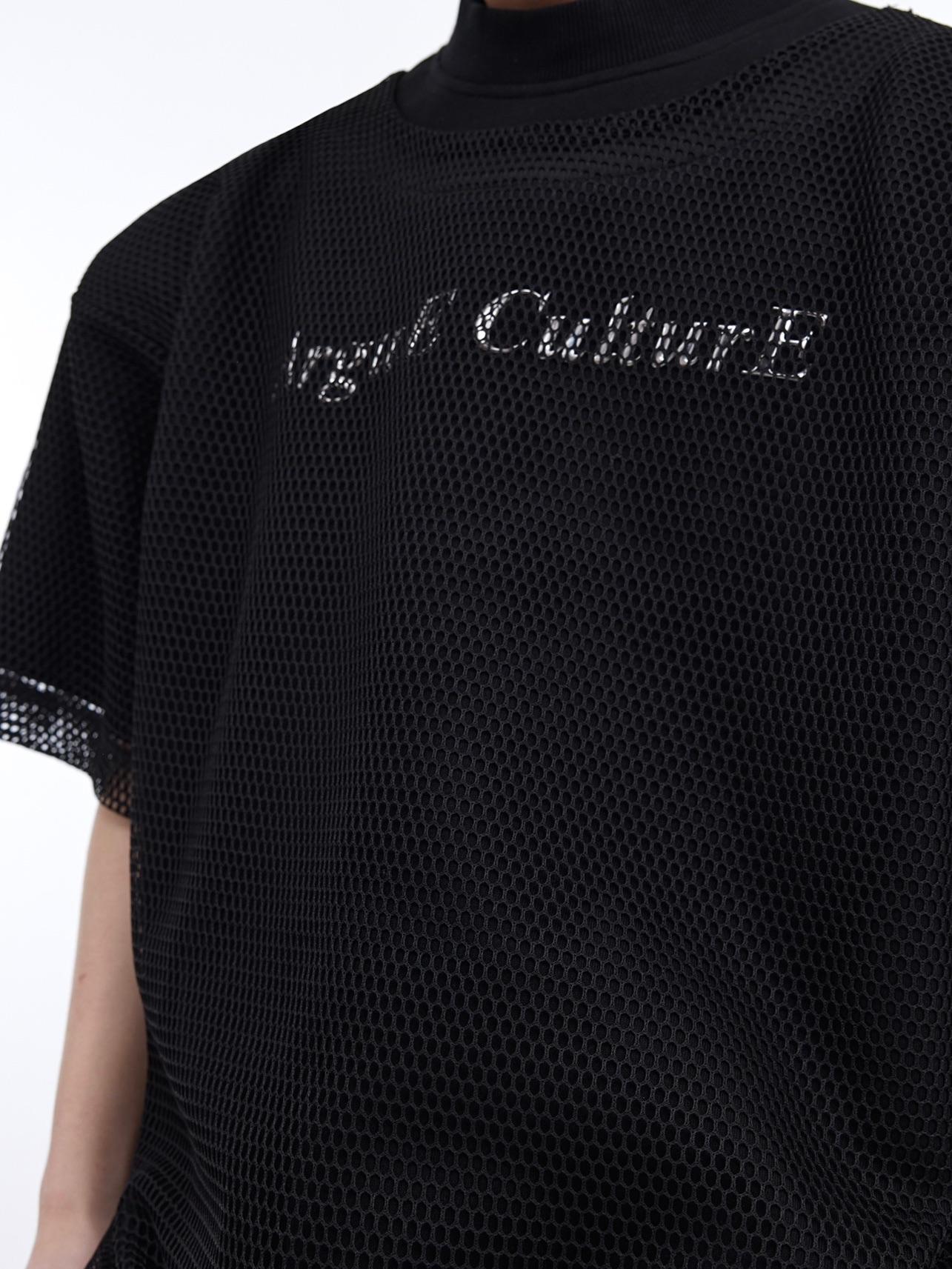 Summer Niche Double-layer Mesh Stitching Design Sense Padded Shoulder T-shirt