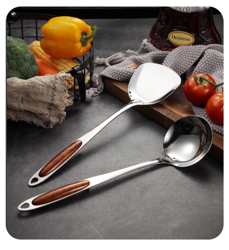 Title 6, Spatula Stainless Steel Golden Kiwi Wooden Spoo...