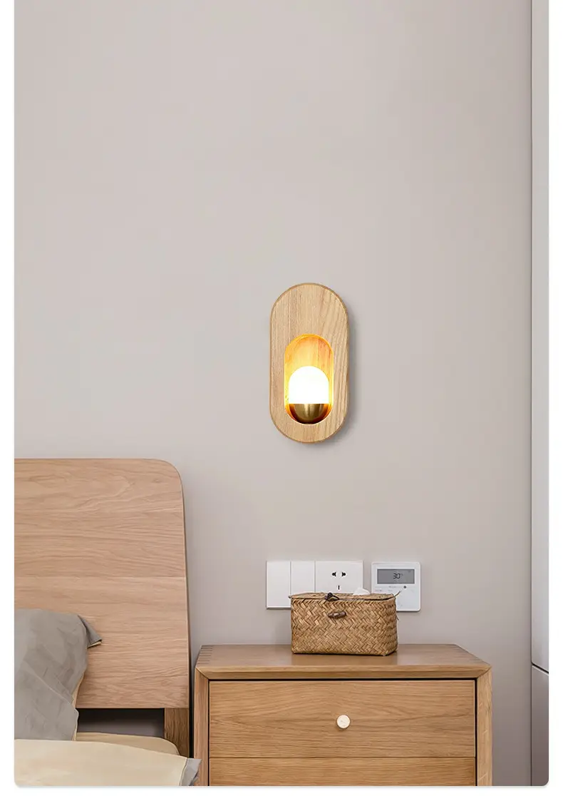 Simple Modern LED Solid Wood Wall Lamp