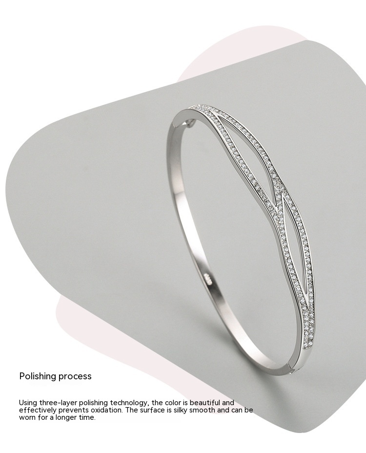 S925 Silver Bracelet Women's Japanese And Korean Simple Double-layer Cross Diamond