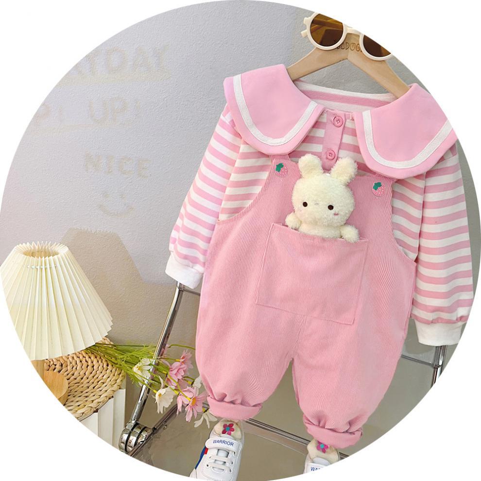 Baby Girl's Suspender Suit Spring And Autumn Western Style Cute Clothes