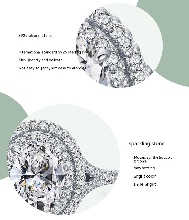 Women's Fashion S925 Sterling Silver Oval Ring