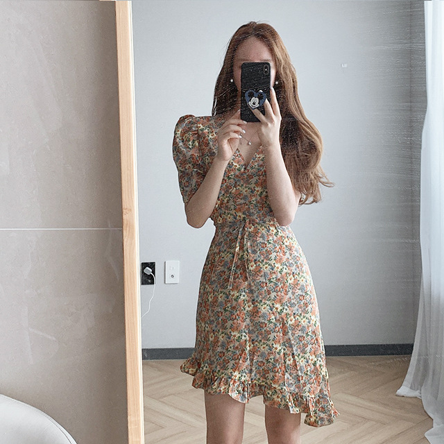 Short Sleeve Floral Dress Summer Fashion Temperament