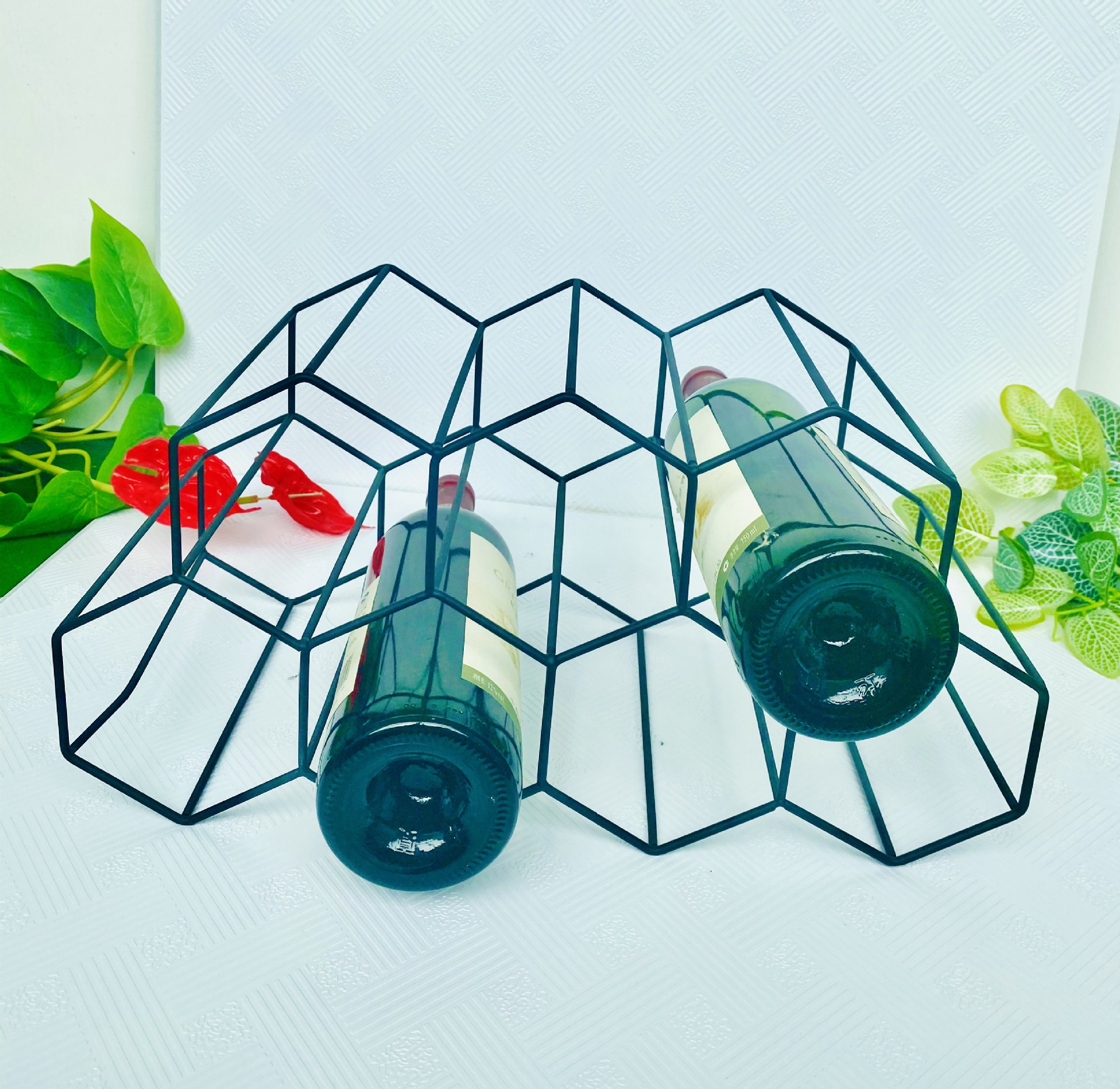 Title 6, Honeycomb Seven-hole Wine Rack Iron Electroplating