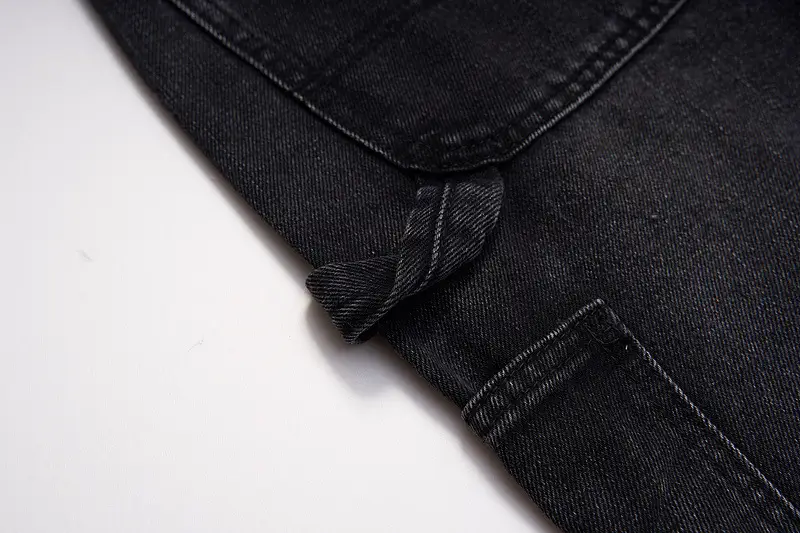 Men's Fashion High Street Stitching Deconstruction Retro Black Slightly Flared Loose Jeans
