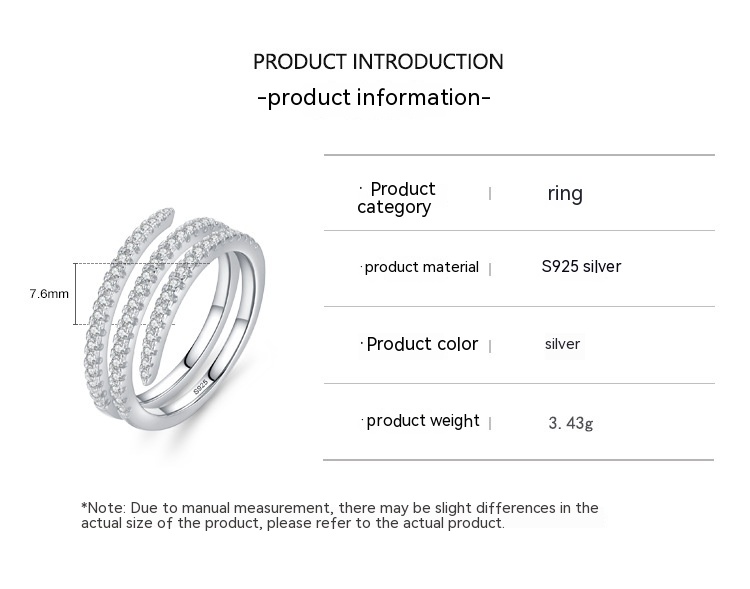 S925 Sterling Silver Fashion Double Layer Micro Rhinestone Ring For Women
