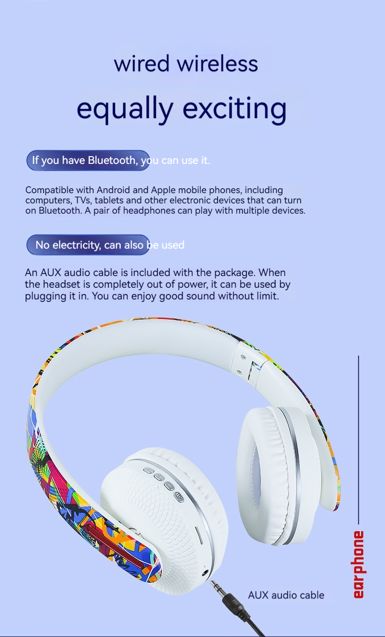 Kuchao Graffiti Bass Headset Wireless Bluetooth Headset - Image 9
