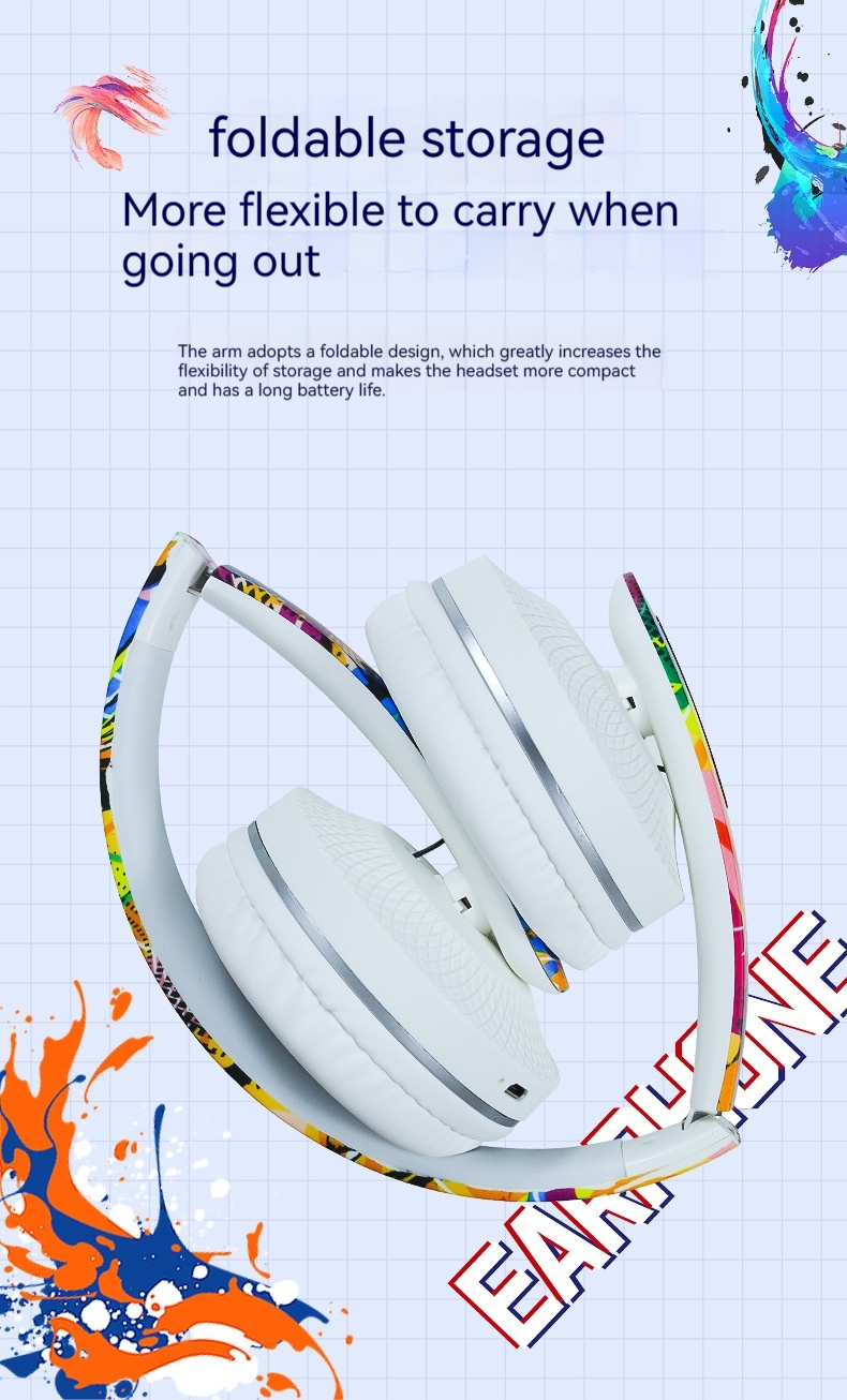 Kuchao Graffiti Bass Headset Wireless Bluetooth Headset - Image 14