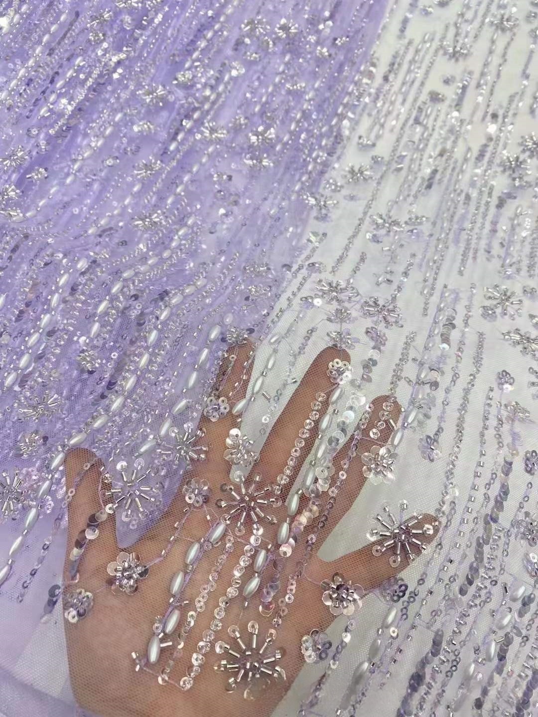 French Wedding Dress Bead Tube Fabric African Bridal Dress Lace - Image 16