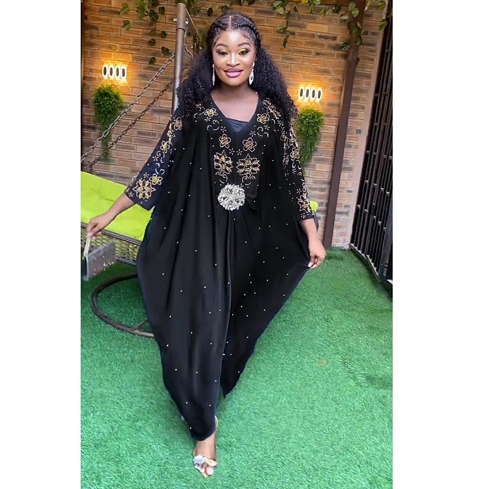 Exquisite Nigerian Dresses – Beaded Chiffon Elegance with Brooch Detail 64 2403140133220327600