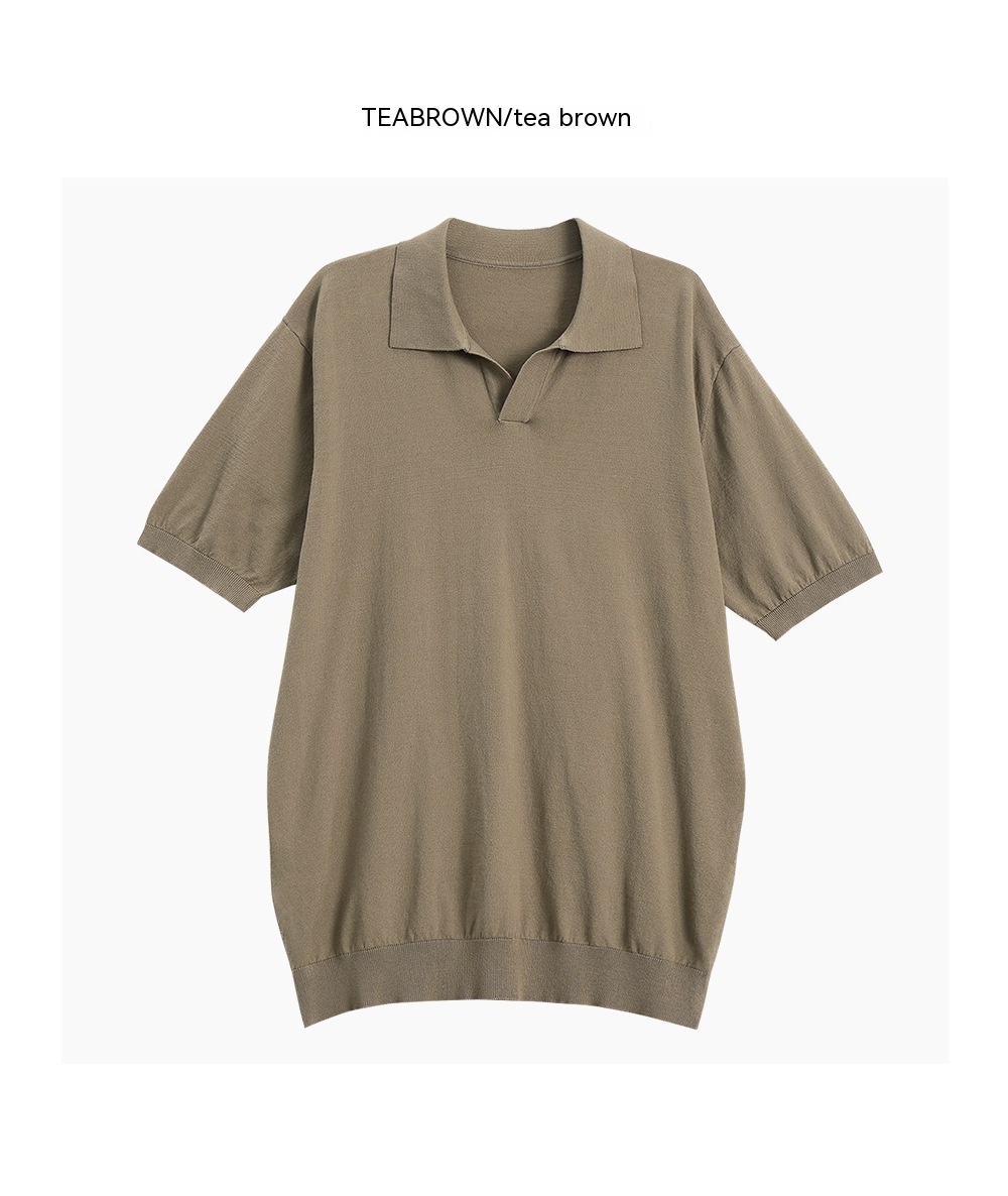 Men's Simple Short-sleeved Knitted T-shirt Top