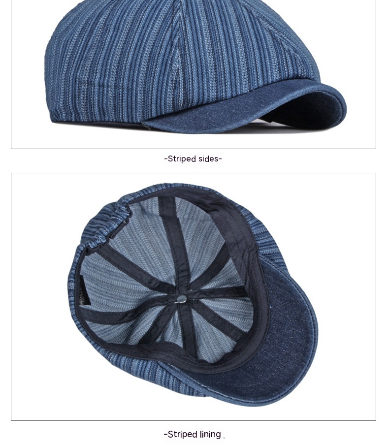 Spring And Autumn Washed Denim Octagonal Beret