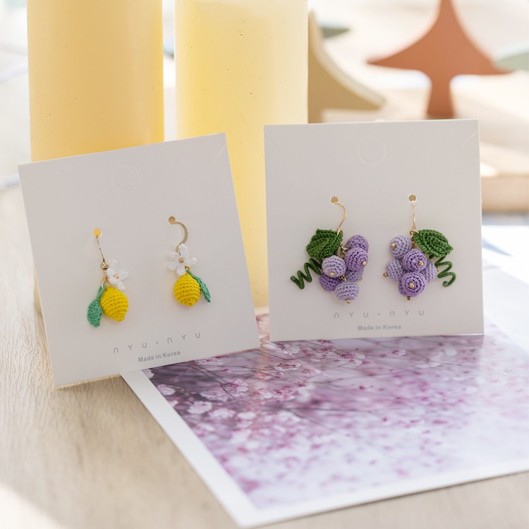 Micro Hook Lace Yarn Fruit Earrings