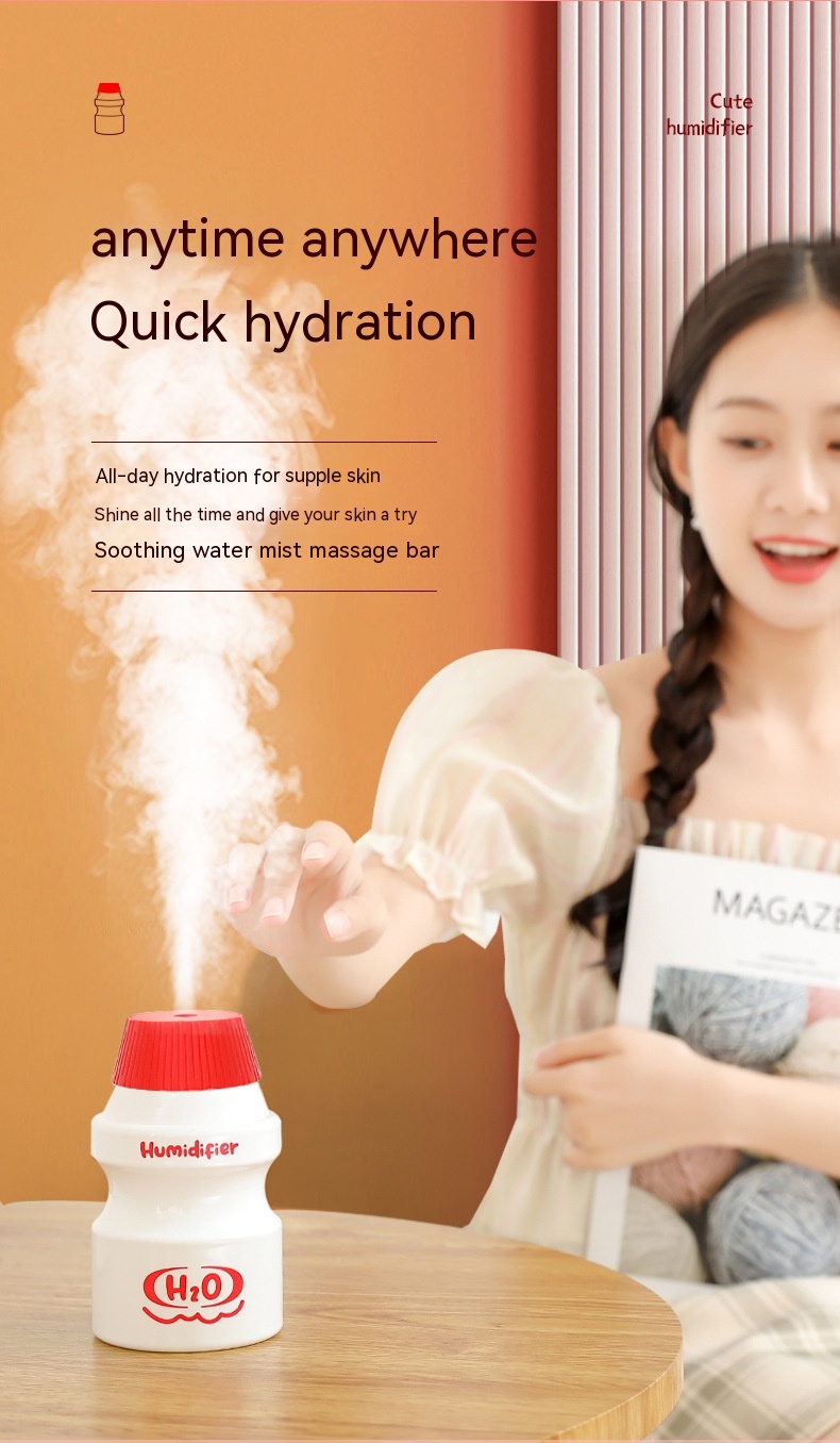 New Creative Yogurt Cup Humidifier Usb Hydrating Mute Sprayer Atmosphere Night Light