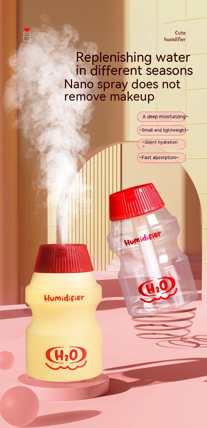 New Creative Yogurt Cup Humidifier Usb Hydrating Mute Sprayer Atmosphere Night Light