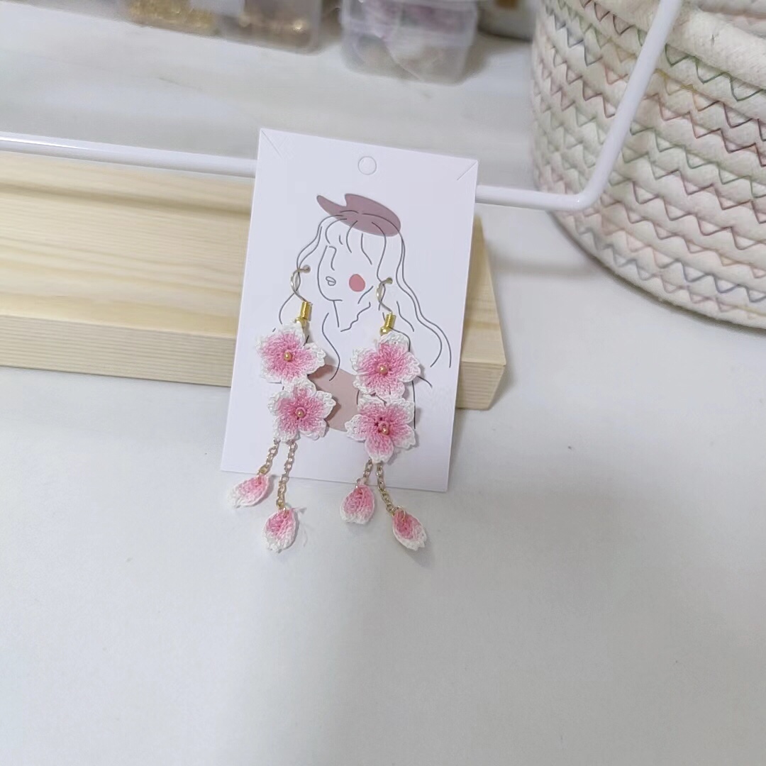 Micro Hook Wire Silver Necklace Anti-allergy Cherry Blossom Earrings